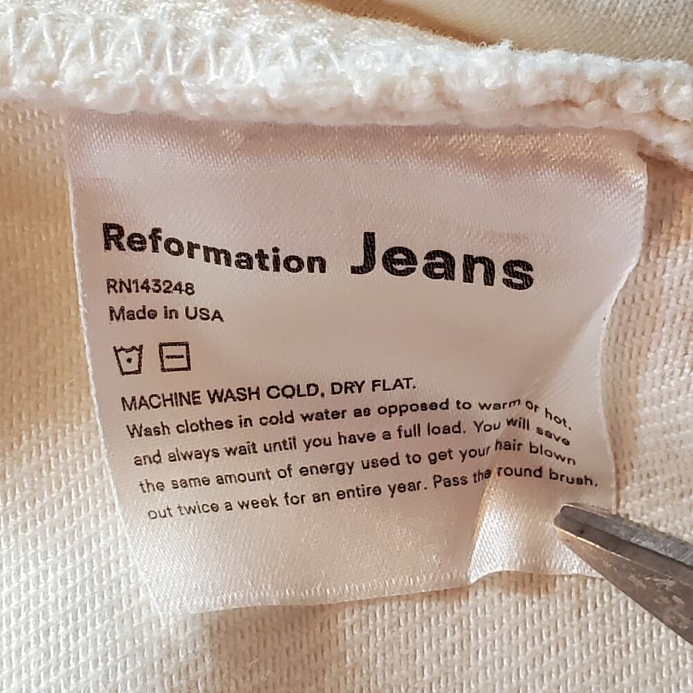 Reformation Women's Size 31 NWT Julia High Cigarette Jean Distressed Ivory LY760 - Picture 8 of 8